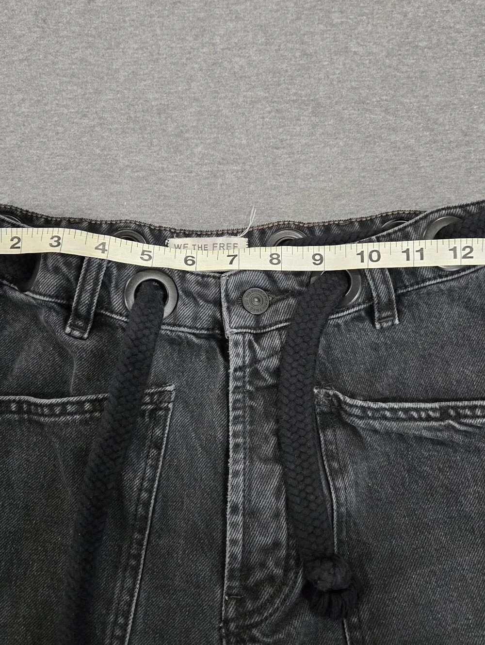 Free People We The Free Moxie Barrel Jeans Size 24 Night Hawk Low Rise Patchwork